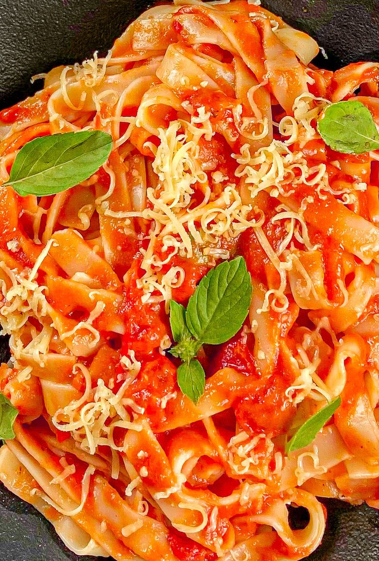 pasta with Italian authentic tomato sauce Marinara
