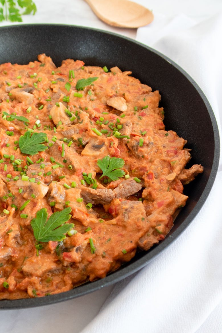 healthy beef stroganoff