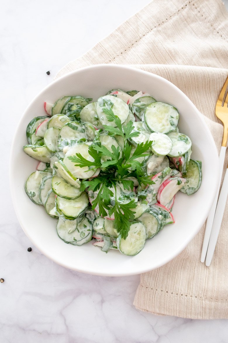 summer salad with cucumber and radish